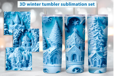 3D Winter tumbler wrap design Christmas sublimation png