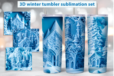 3D Winter tumbler wrap design Christmas sublimation png
