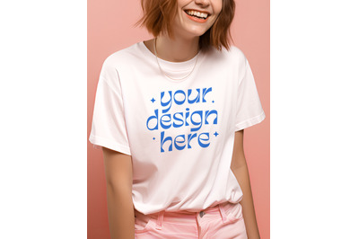 Gildan 5000 Mockup, White Shirt Mockup, Female Tshirt, Model Gildan Mo