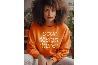 Gildan 18000 Mockup, Gildan Orange Mockup, Crewneck Mockup, Gildan Swe