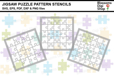 Jigsaw Puzzle Pattern Stencils SVG, EPS, PDF, DXF &amp; PNG files