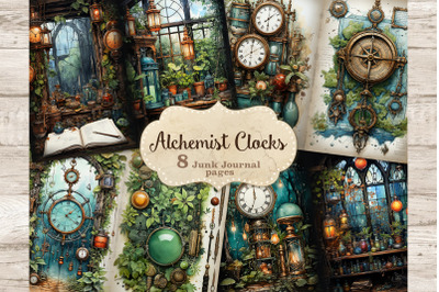 Alchemist Clocks Junk Journal Pages | Apothecary Ephemera