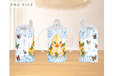 Duckling Sippy Cup Wrap, 12oz Sippy Cup Sublimation Design, Duck PNG