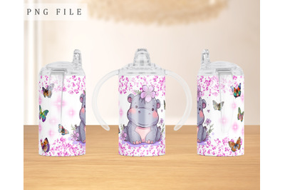 Little Hippo Sippy Cup Wrap, 12oz Sippy Cup Sublimation Design, PNG