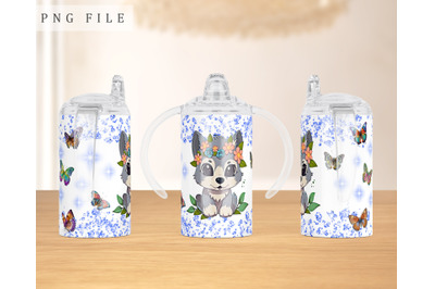 Wolf Cub Sippy Cup Wrap, 12oz Sippy Cup Sublimation Design, PNG