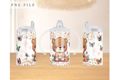 Little Bear Sippy Cup Wrap, 12oz Sippy Cup Sublimation Design, PNG