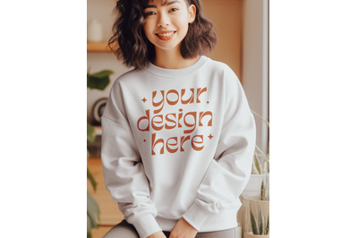 Gildan 18000 White Mock Up, Gildan Crewneck White, Sweatshirt Mockup,