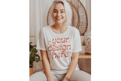 Bella Canvas 3001 Mockup White&2C; White Tshirt Mockup&2C; Girl White Tshirt