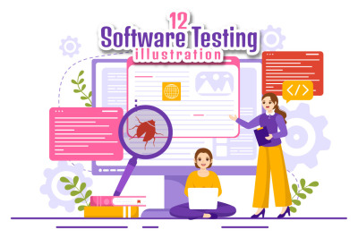 12 Software Testing Vector Illustration