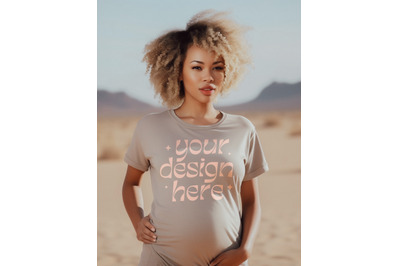 Bella Canvas 3001 Pregnancy Mockup, Bella Canvas Tan Tshirt, Maternity