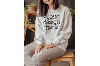 Gildan 18000 Ash Mockup&2C; 1800 Gildan Crewneck Mockup&2C; Sweatshirt Gilda