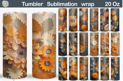 3D Fall Tumbler Wrap | Fall Tumbler Sublimation