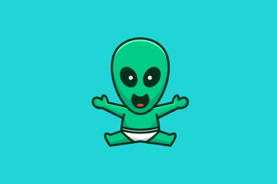 baby alien vector template design logo