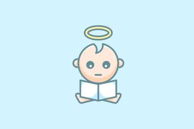 cute baby angel vector template design logo