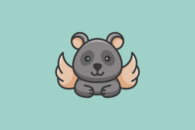 cute bear with wings logo vector template design logo