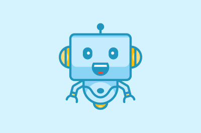 happy robot logo vector template design logo