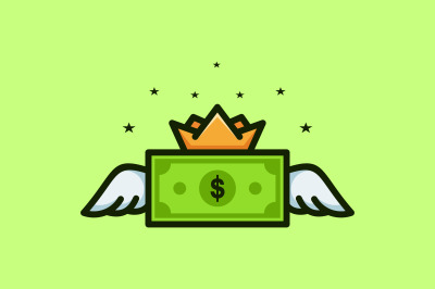 royal dollar wings logo vector template design logo