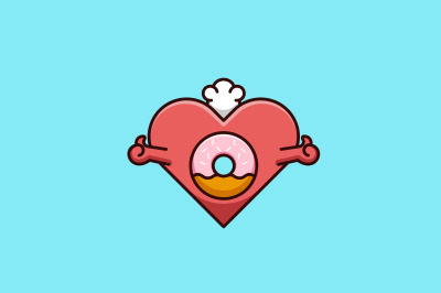 heart donut vector template logo design