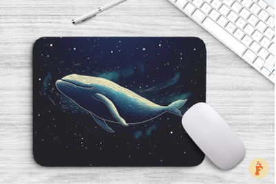 Mouse Pad Cute Whale In The Night Sky