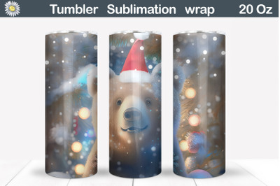Christmas Animal Tumbler | Christmas Bear Tumbler Wrap
