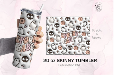Inflated Bubble Spooky Babe Tumbler Wrap, 3D Skinny Tumbler