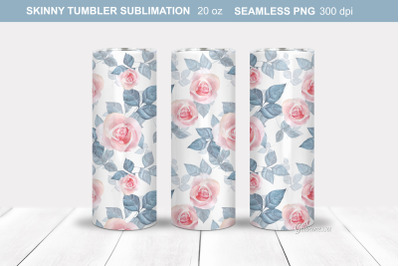 Pink roses Tumbler Wrap | Floral Tumbler Sublimation