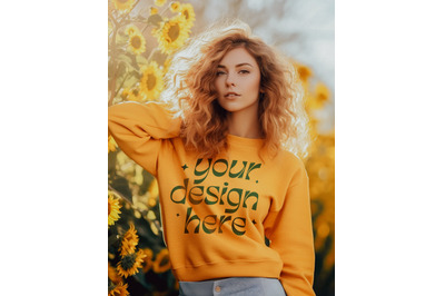 Gildan 18000 Mockup, Gildan Orange Mockup, Crewneck Mockup, Gildan Swe