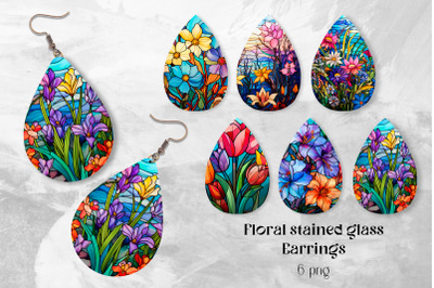 Floral earrings sublimation Stained glass earring template