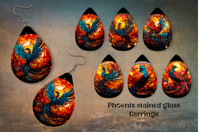 Phoenix earrings sublimation Stained glass earring template