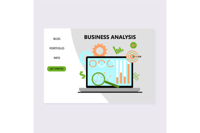 Business analysis landing page, support business with metrics