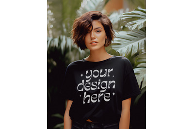 Bella Canvas 3001 Black Mockup, Black Tshirt Mockup, Woman Model Mocku