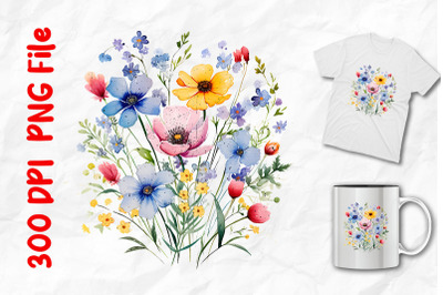 Retro Vintage Wild Flowers Pattern