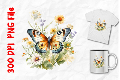 Retro Butterfly White Daisy