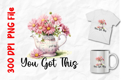 You Got This Pink Daisy Tea Pot