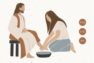 The woman washes Jesus&#039; feet
