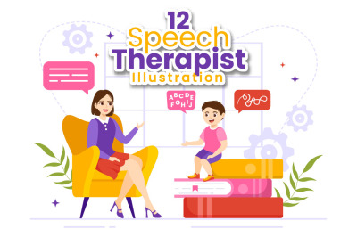 12 Speech Therapist Vector Illustration