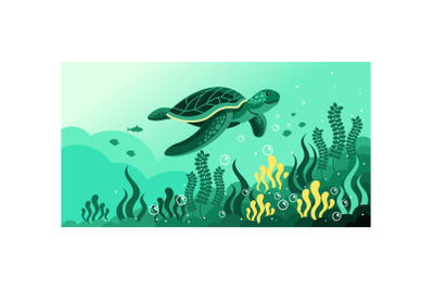 Turtle Sea Vector Illustration