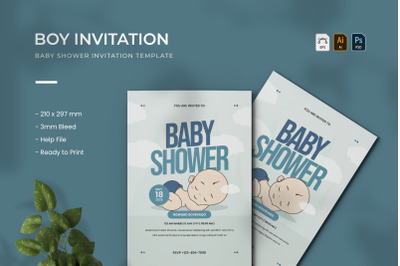 Boy Baby Shower - Invitation