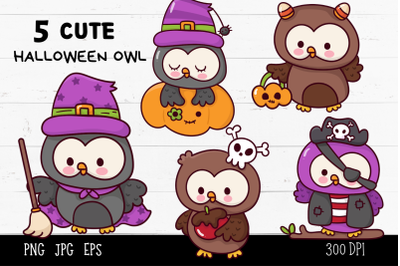 Halloween owl clipart. Spooky animal kawaii cartoon
