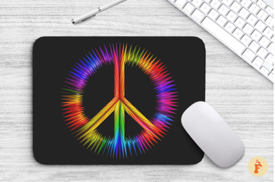 Mouse Pad Colorful Peace Sign