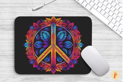 Mouse Pad Fluorescent Peace Symbol