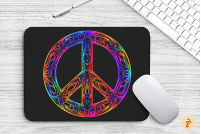 Mouse Pad Abstract Colorful Peace Sign