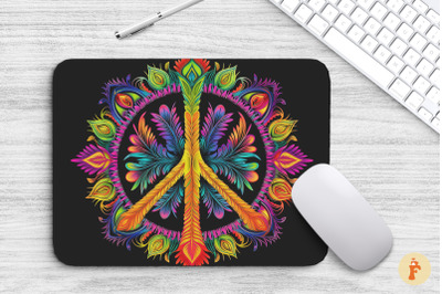 Mouse Pad Peace Symbol Vibrant Color