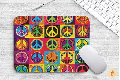 Mouse Pad Many Peace Signs Pop Art Style