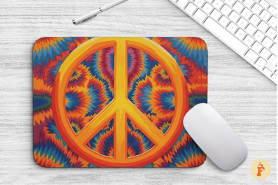 Mouse Pad Peace Sign Retro Style