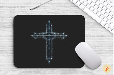 Mouse Pad Christian Cross Glowing