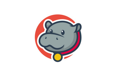 cute hippo vector template logo design