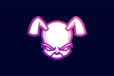 evil bunny vector template logo design