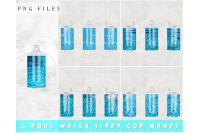 Pool Water Sippy Cup Wraps, 12oz Sippy Cup Sublimation Designs, PNG