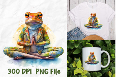 Hippie Frog Meditate Watercolor